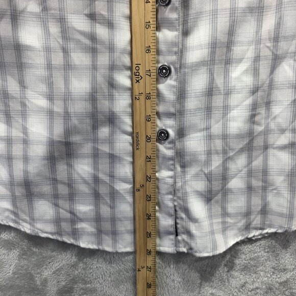 Dixxon Shirt Womens Small Gray Plaid Short Sleeve Button Down The Ridgeline - Picture 5 of 10